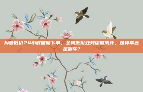 抖音低价24小时自助下单,全网低价业务深度测评,是神车还是翻车?