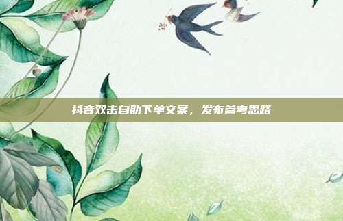 抖音双击自助下单文案,发布参考思路