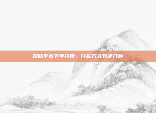 自助平台下单抖音,付款方式有哪几种