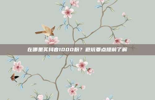 在哪里买抖音1000粉?避坑要点提前了解