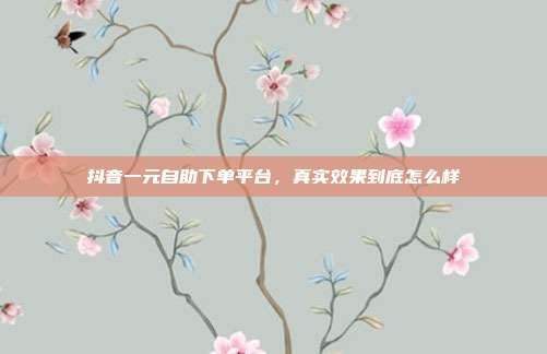 抖音一元自助下单平台,真实效果到底怎么样