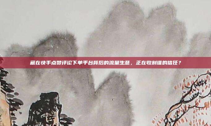 藏在快手点赞评论下单平台背后的流量生意,正在收割谁的信任?