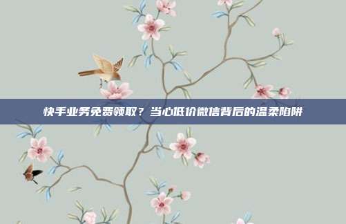 快手业务免费领取?当心低价微信背后的温柔陷阱