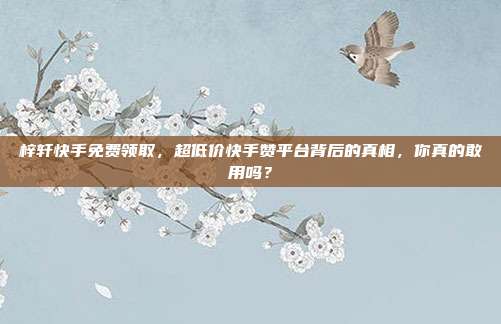 梓轩快手免费领取,超低价快手赞平台背后的真相,你真的敢用吗?