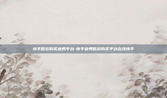 快手低价购买业务平台-快手业务低价购买平台在线快手