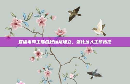 直播电商主播合规档案建立,强化达人主体责任