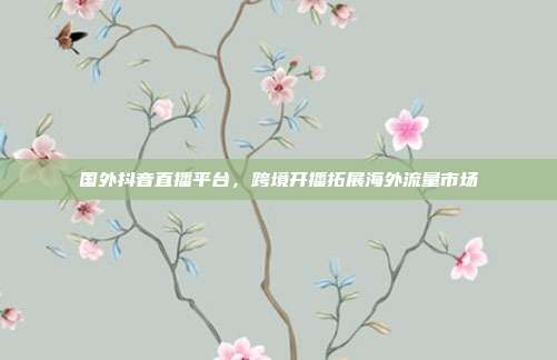 国外抖音直播平台,跨境开播拓展海外流量市场