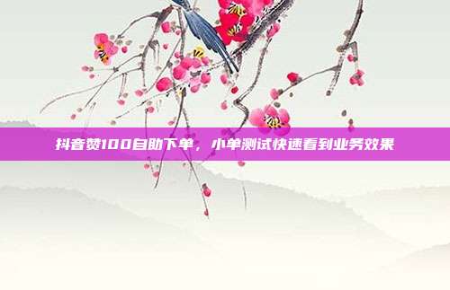 抖音赞100自助下单,小单测试快速看到业务效果