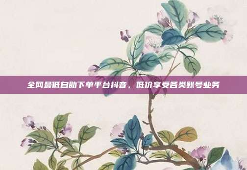 全网最低自助下单平台抖音,低价享受各类账号业务