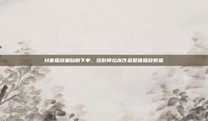 抖音播放量自助下单,短时间拉高作品整体播放数据