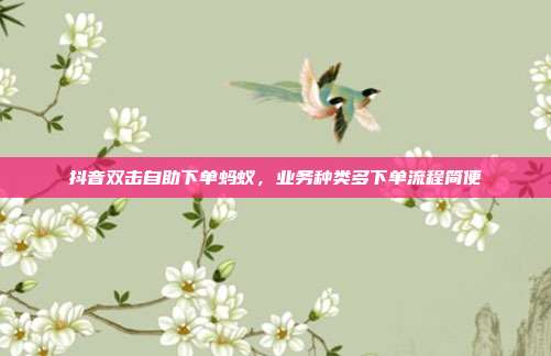 抖音双击自助下单蚂蚁,业务种类多下单流程简便