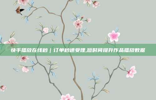 快手播放在线秒|订单秒速受理,短时间提升作品播放数据
