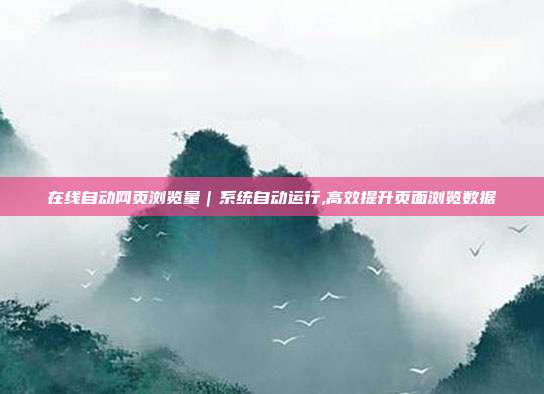 在线自动网页浏览量|系统自动运行,高效提升页面浏览数据