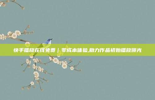 快手播放在线免费｜零成本体验,助力作品初始播放曝光