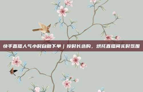 快手直播人气小时自助下单|按时长选购,烘托直播间实时氛围