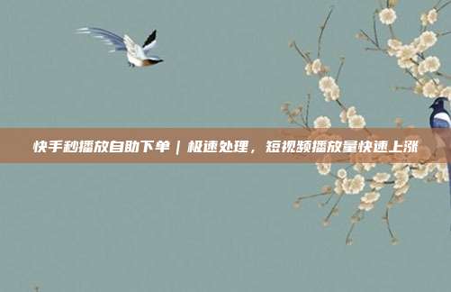 快手秒播放自助下单|极速处理,短视频播放量快速上涨