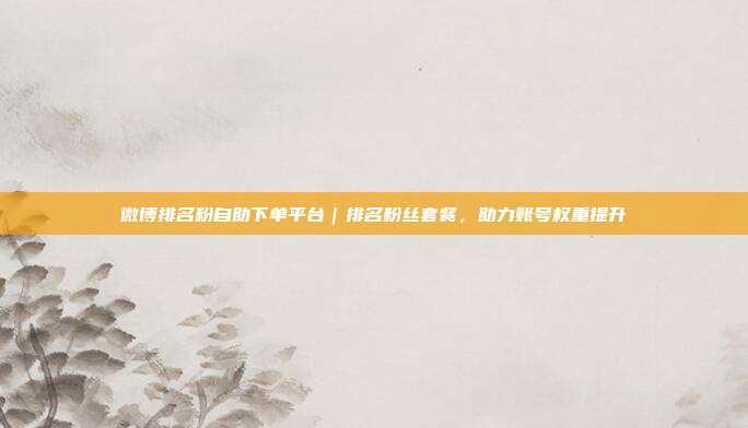 微博排名粉自助下单平台|排名粉丝套餐,助力账号权重提升