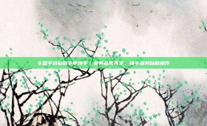 卡盟平台自助下单快手｜业务品类齐全，快手业务自助操作