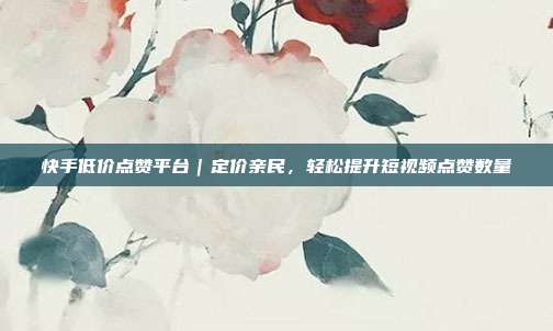 快手低价点赞平台|定价亲民,轻松提升短视频点赞数量