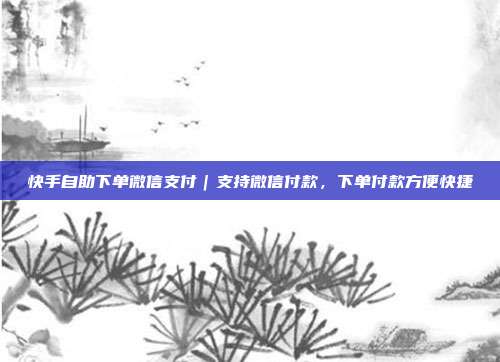 快手自助下单微信支付｜支持微信付款，下单付款方便快捷