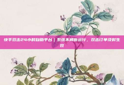 快手双击24小时自助平台|系统不间断运行,双击订单及时生效