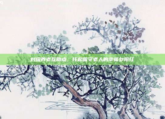 村级养老互助点，托起留守老人的幸福夕阳红