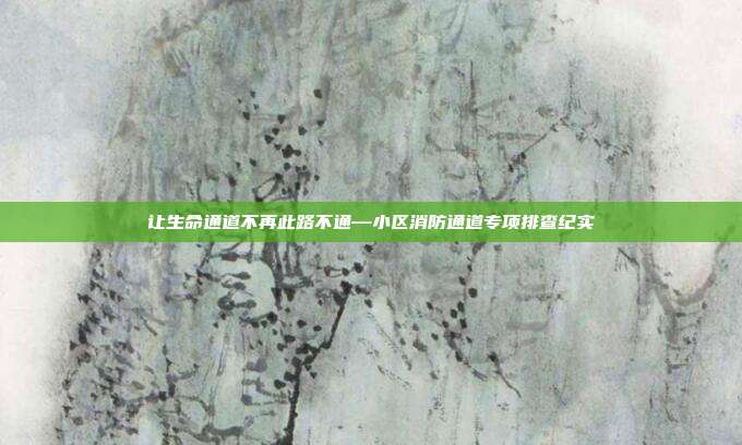 让生命通道不再此路不通—小区消防通道专项排查纪实