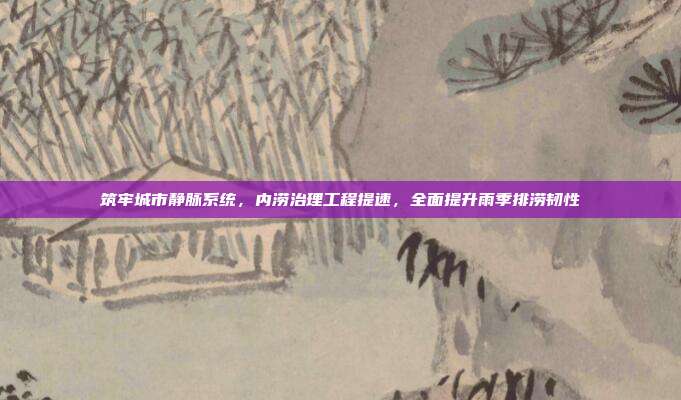 筑牢城市静脉系统,内涝治理工程提速,全面提升雨季排涝韧性
