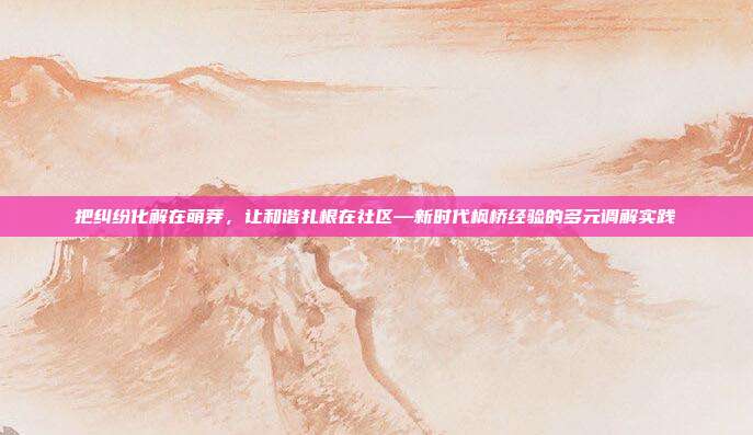 把纠纷化解在萌芽,让和谐扎根在社区—新时代枫桥经验的多元调解实践