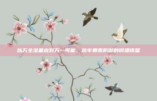 以万全准备应对万一可能,筑牢暴雨防御的铜墙铁壁
