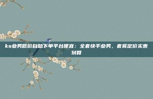 ks业务低价自助下单平台便宜:全套快手业务,套餐定价实惠划算