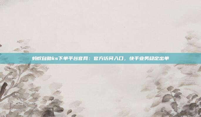 蚂蚁自助ks下单平台官网:官方访问入口,快手业务稳定出单