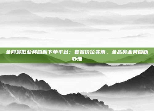 全网最低业务自助下单平台：套餐价位实惠，全品类业务自助办理
