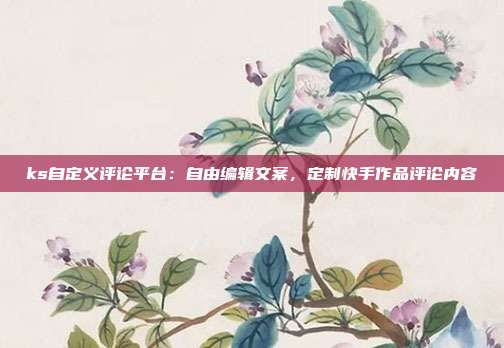 ks自定义评论平台:自由编辑文案,定制快手作品评论内容