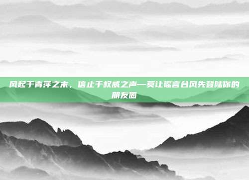 风起于青萍之末,信止于权威之声—莫让谣言台风先登陆你的朋友圈