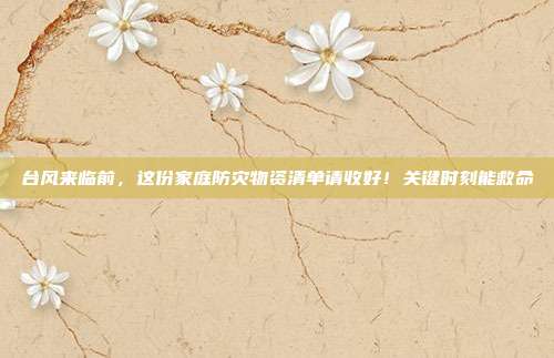 台风来临前,这份家庭防灾物资清单请收好!关键时刻能救命
