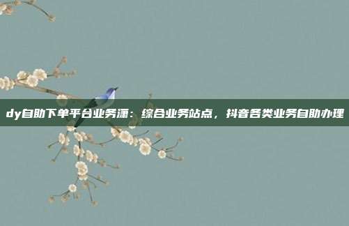 dy自助下单平台业务潇:综合业务站点,抖音各类业务自助办理