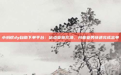 小蚂蚁dy自助下单平台:站点货源充沛,抖音业务快速完成出单