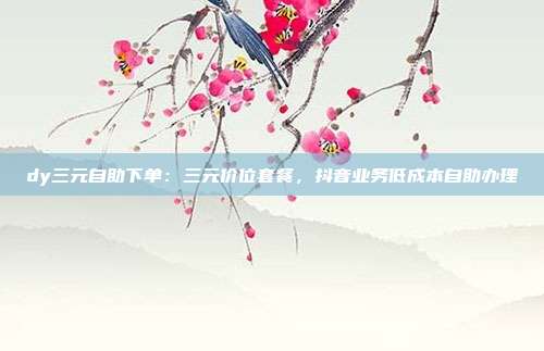 dy三元自助下单:三元价位套餐,抖音业务低成本自助办理