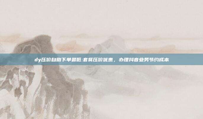 dy压价自助下单最低:套餐压价优惠，办理抖音业务节约成本