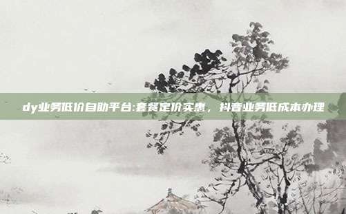 dy业务低价自助平台:套餐定价实惠,抖音业务低成本办理