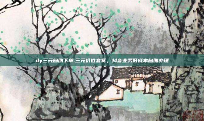 dy三元自助下单:三元价位套餐,抖音业务低成本自助办理