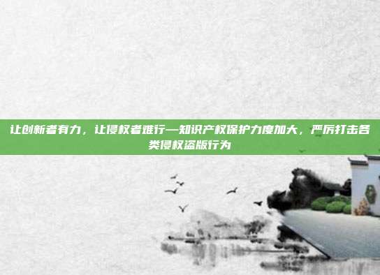 让创新者有力,让侵权者难行—知识产权保护力度加大,严厉打击各类侵权盗版行为