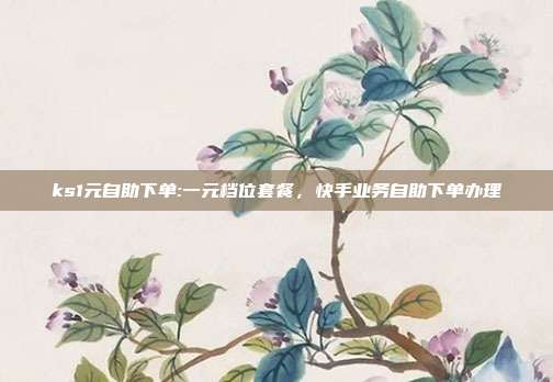 ks1元自助下单:一元档位套餐,快手业务自助下单办理
