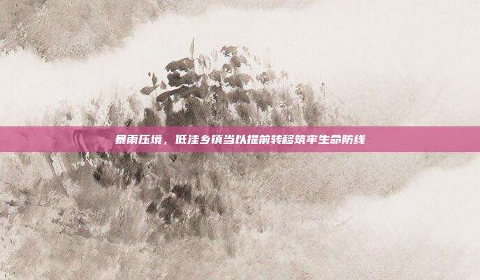 暴雨压境,低洼乡镇当以提前转移筑牢生命防线