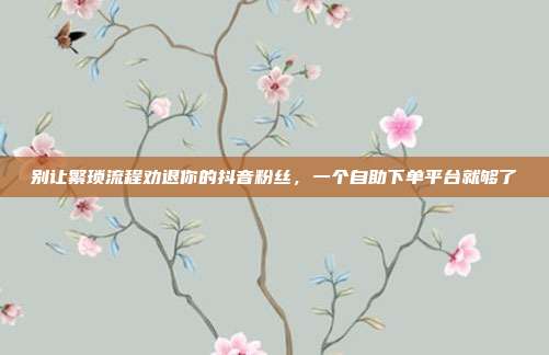 别让繁琐流程劝退你的抖音粉丝,一个自助下单平台就够了