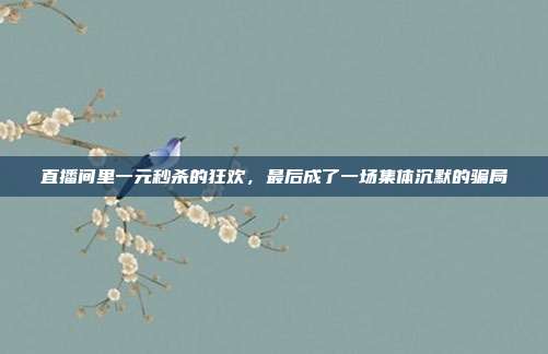 直播间里一元秒杀的狂欢,最后成了一场集体沉默的骗局