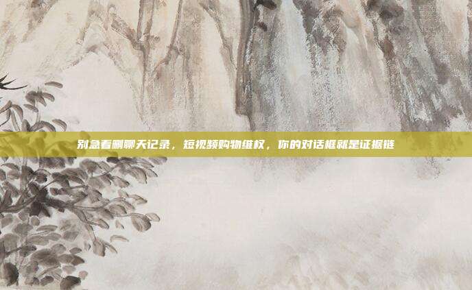 别急着删聊天记录,短视频购物维权,你的对话框就是证据链