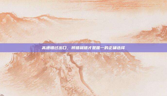 高速错过出口,将错就错才是唯一的正确选择