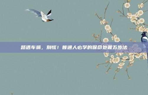 路遇车祸,别慌!普通人必学的保命处置五步法